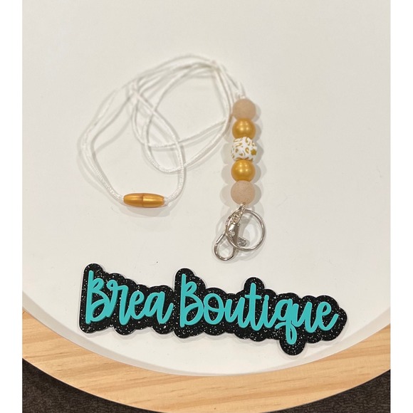 Accessories - Gold Leopard 20" Lanyard Silicone Bead‎ Lobster Clasp Teacher